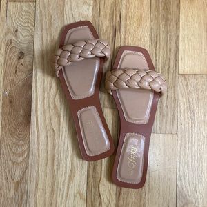 Braided Tan Flat Sandals